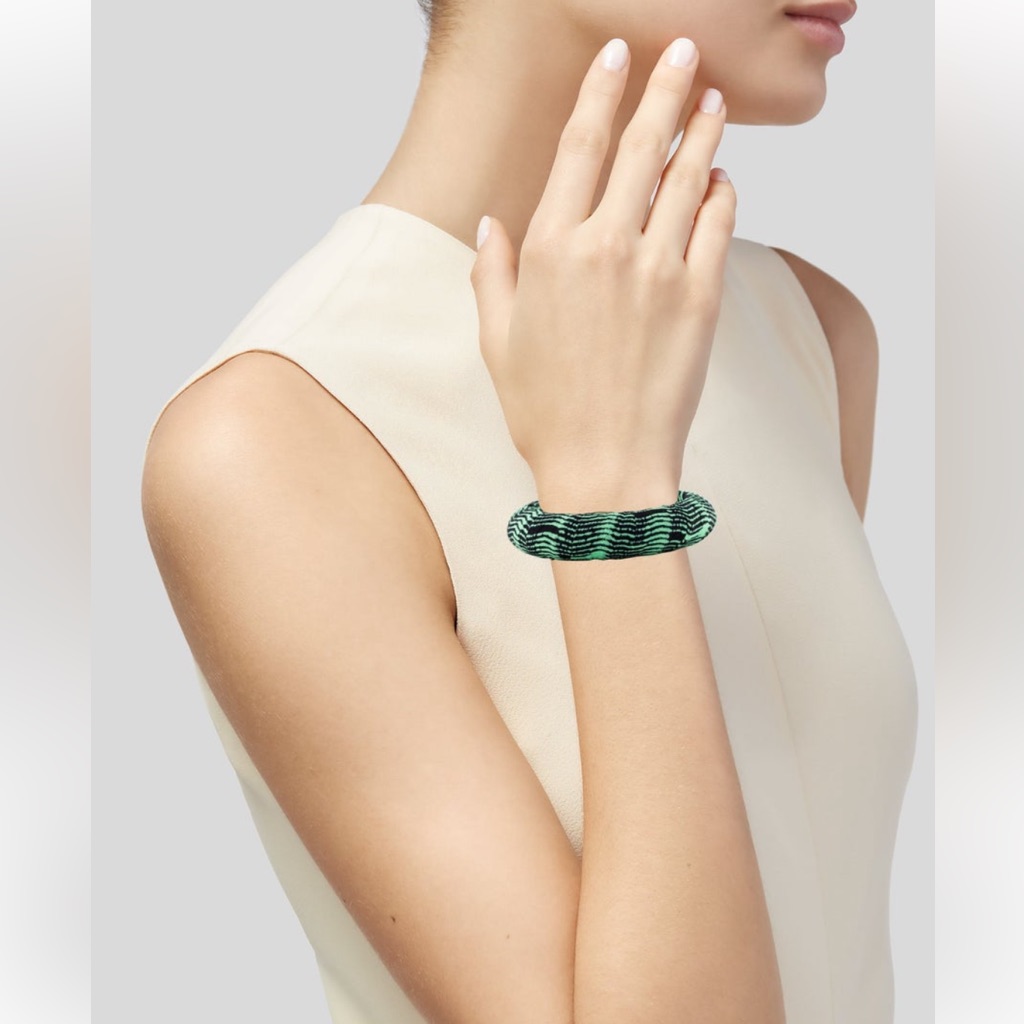 Obo~ Etro Green And Black Fabric Wrapped Bangle